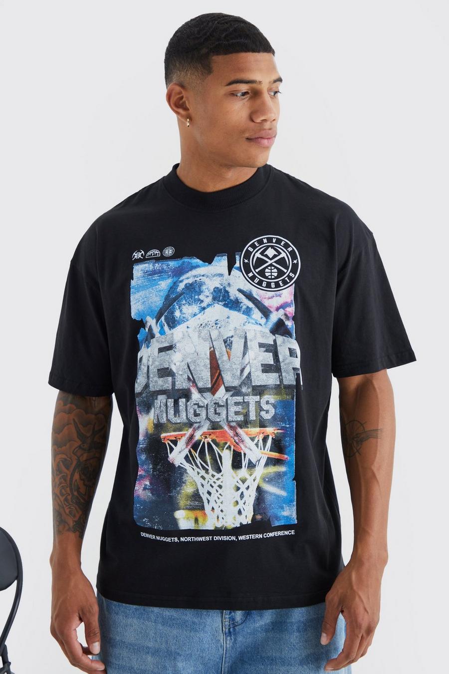 Black svart Denver Nuggets NBA License T Shirt