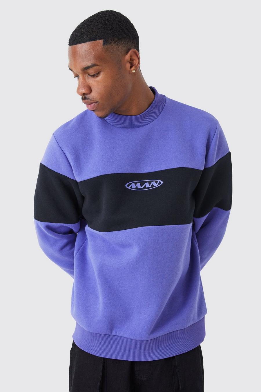 Purple Man Colour Block Sweatshirt