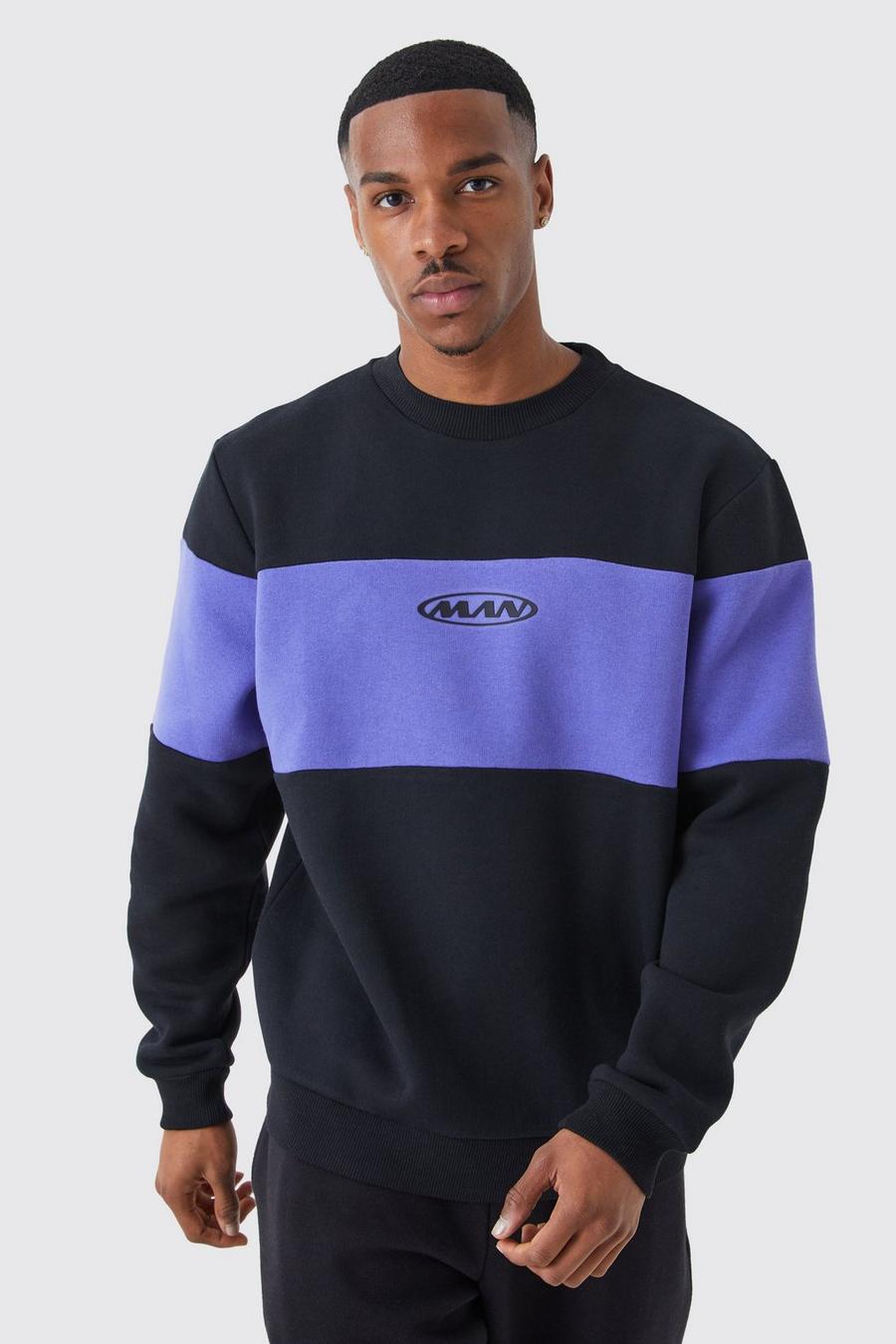 Black Man Colour Block Sweatshirt  image number 1