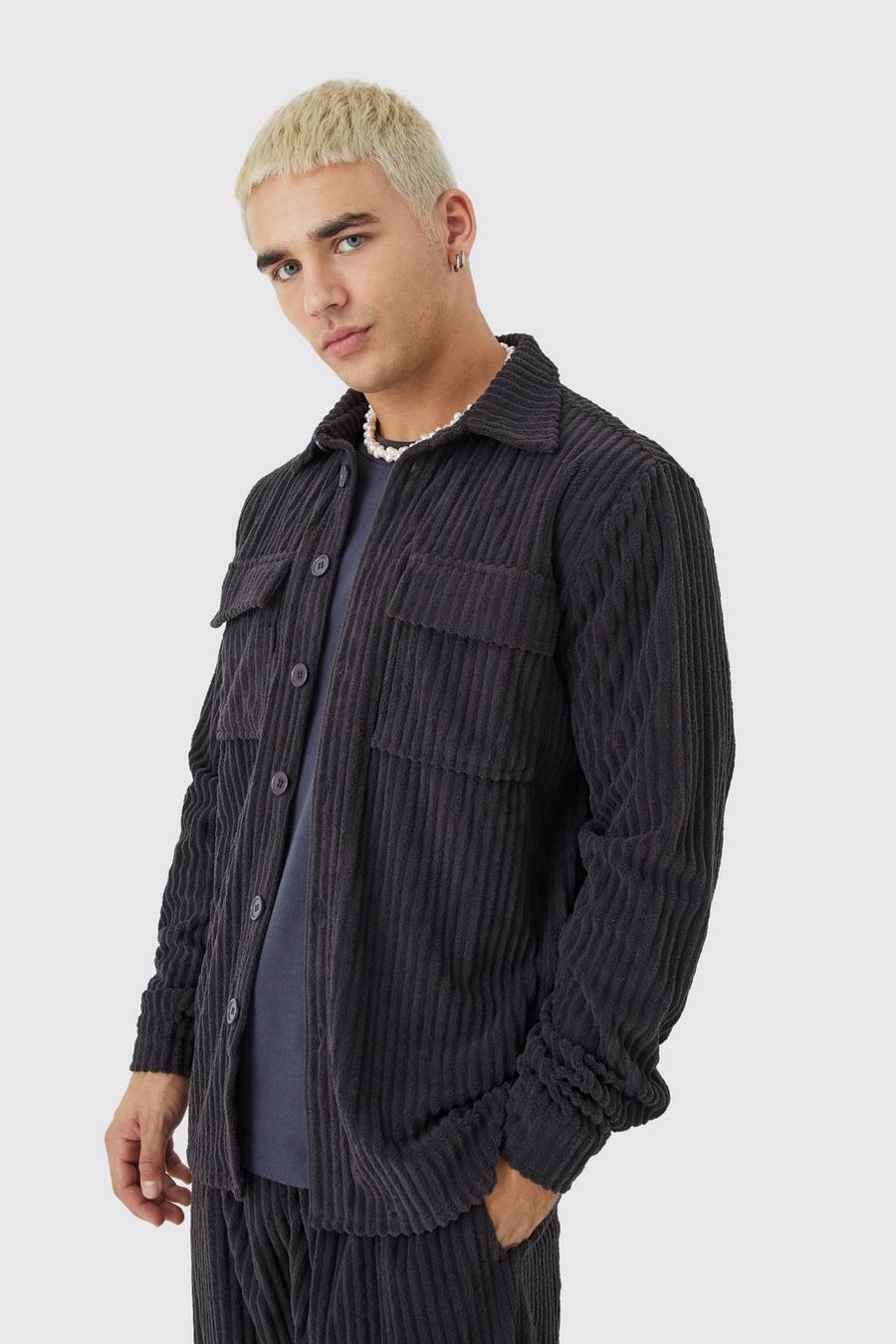Charcoal Chenille Rib Overshirt image number 1