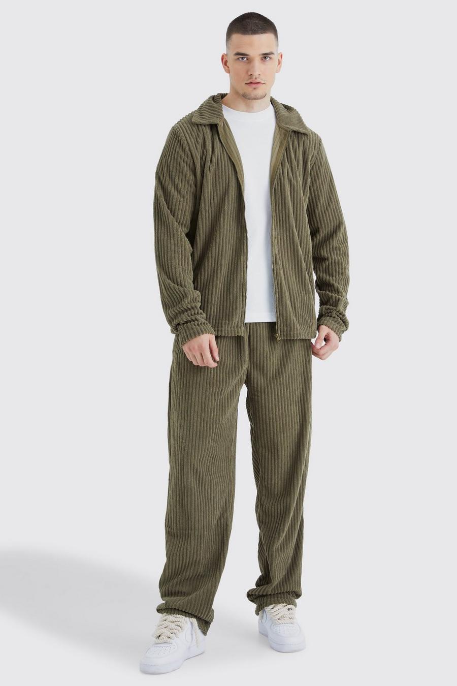 Set giacca Harrington Tall in ciniglia a coste & pantaloni, Sage image number 1