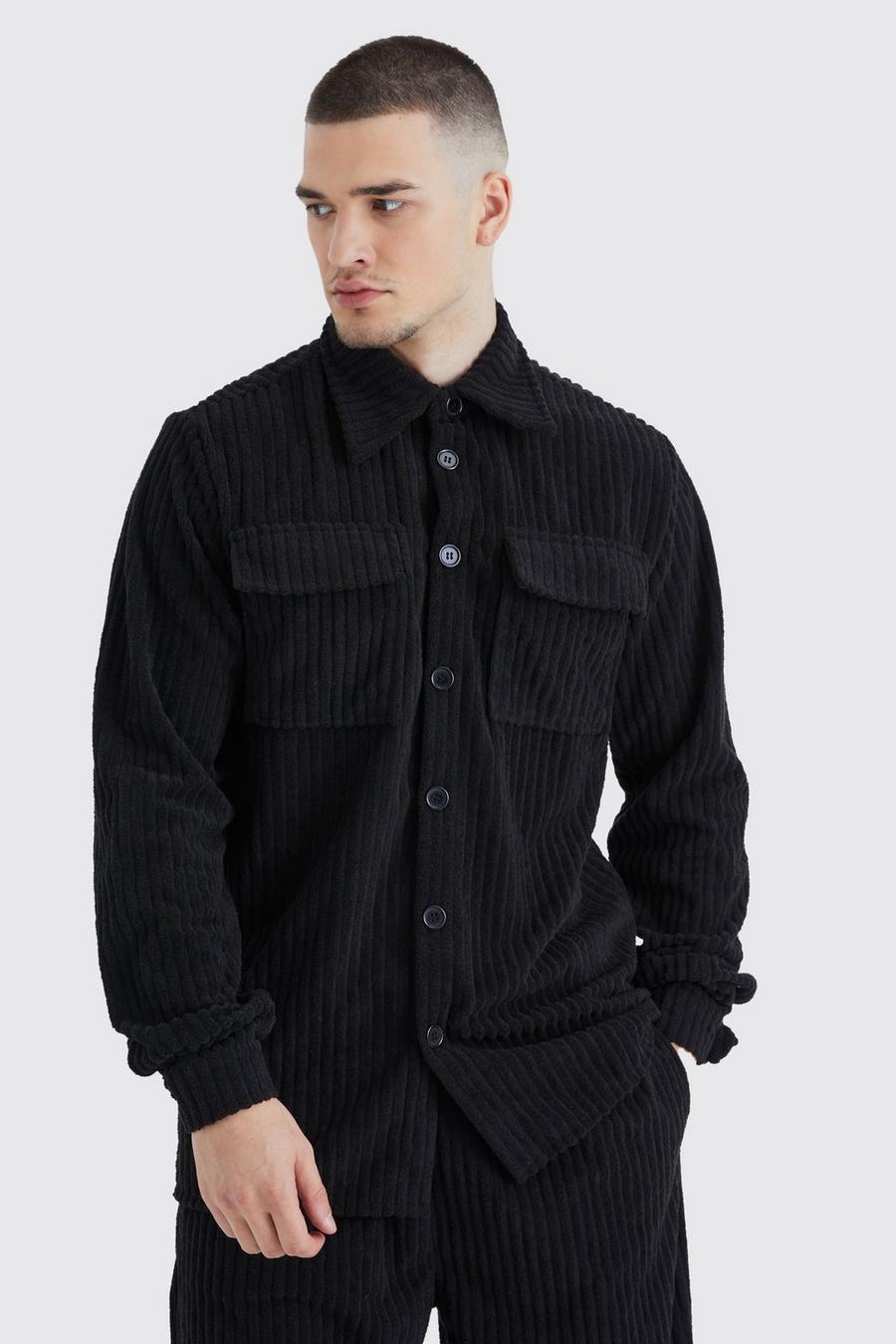 Black Tall Ribbad skjorta i chenille image number 1
