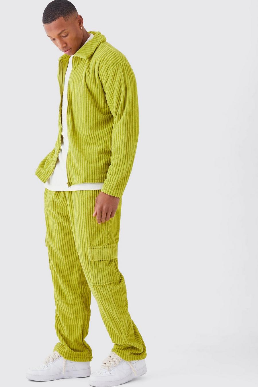 Lime Ribbad skjorta och Mjukisbyxor i regular fit med fickor image number 1