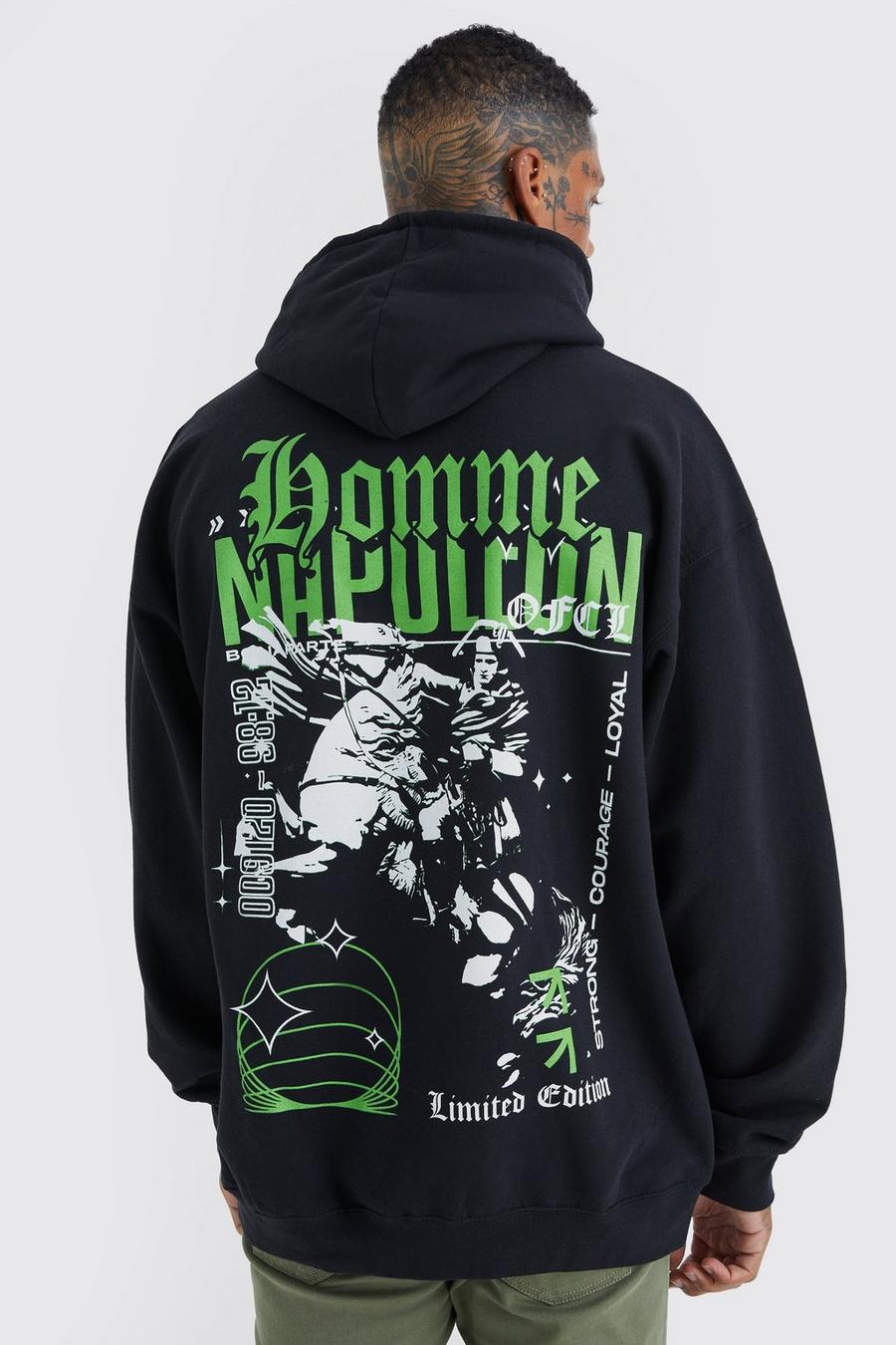 Black Napoleon Oversize hoodie med grafiskt tryck