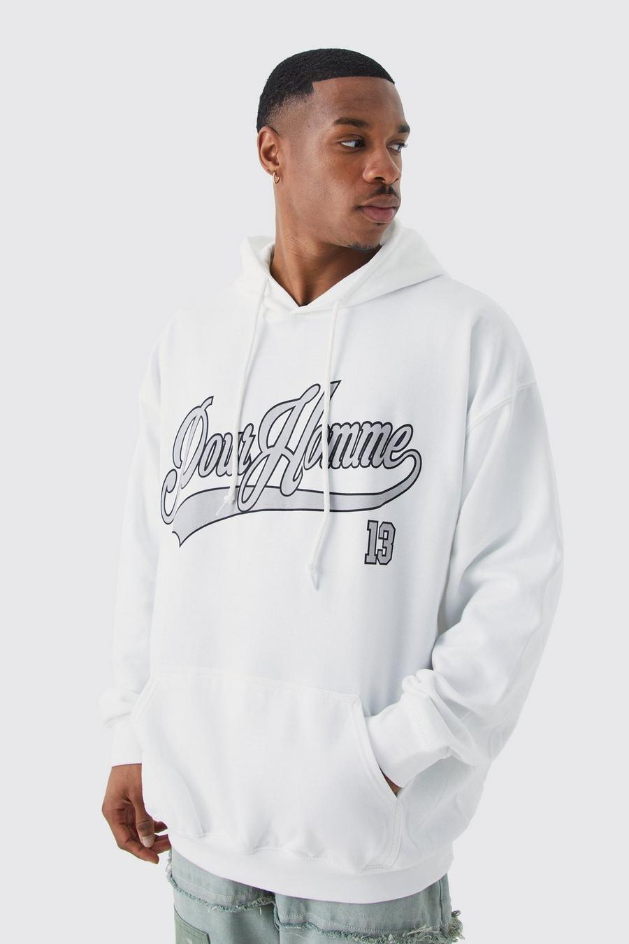 White Oversized Pour Homme Hoodie