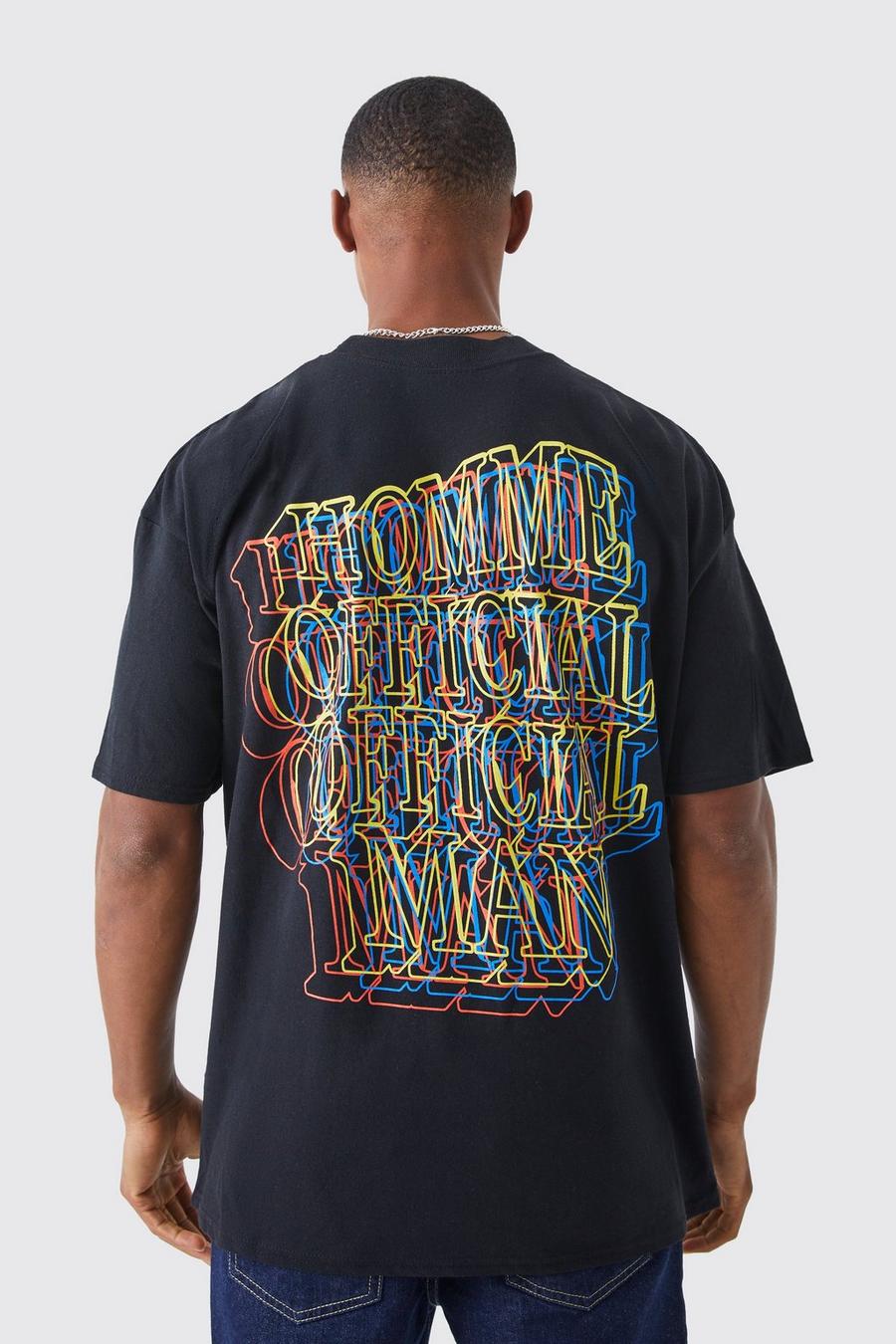 Oversize T-Shirt mit Homme Text, Black image number 1