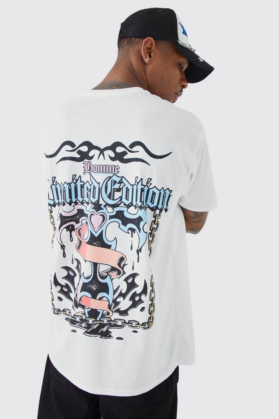 White blanc Oversized Limited Edition T-Shirt Met Print