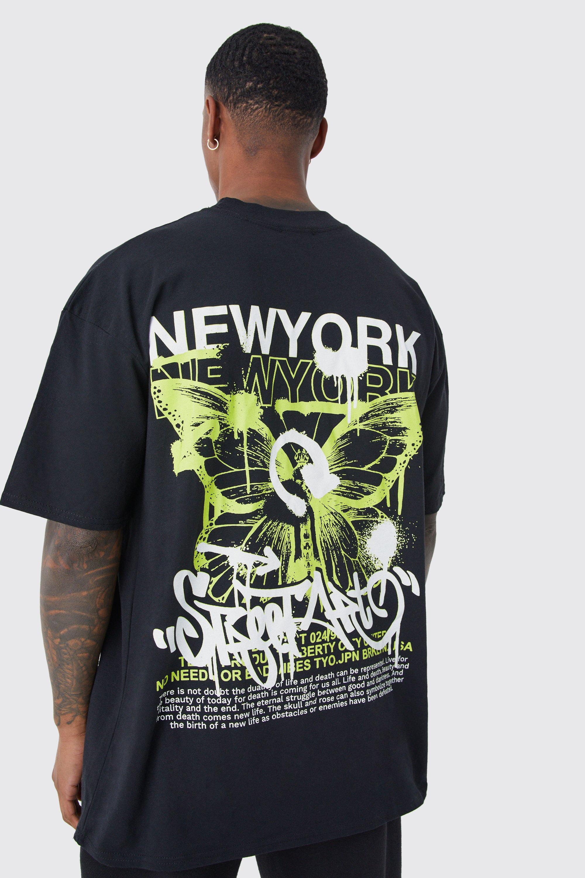 New Era Mens New York Yankees Big Logo Oversized T-Shirt - Black