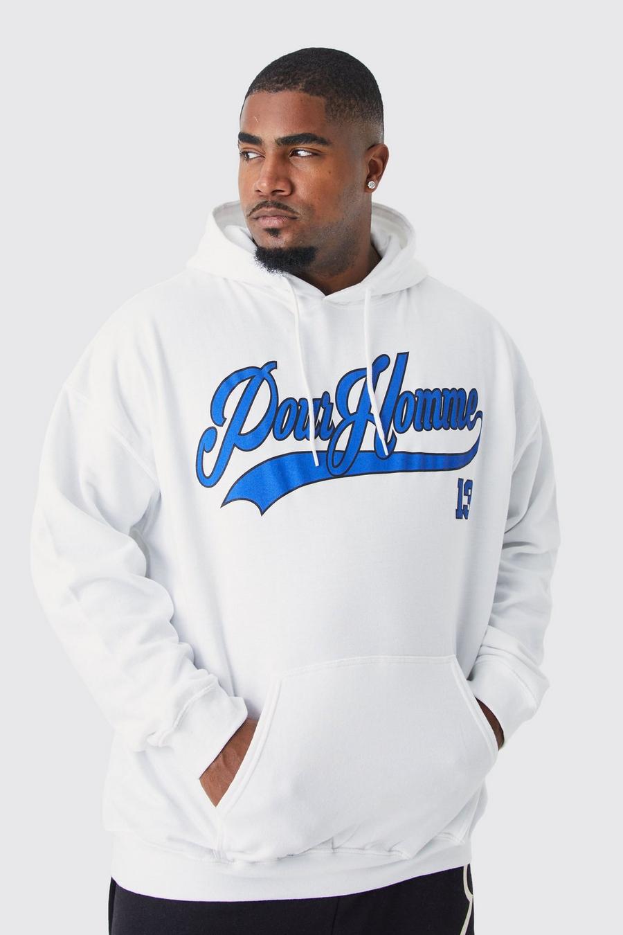 White Plus Oversized Pour Homme Hoodie image number 1