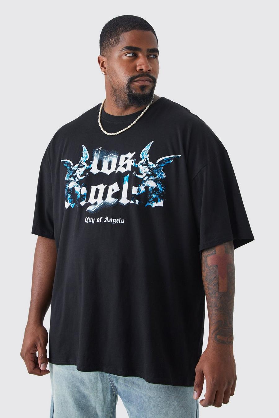 Black svart Plus Oversized Los Angeles Graphic T-shirt image number 1
