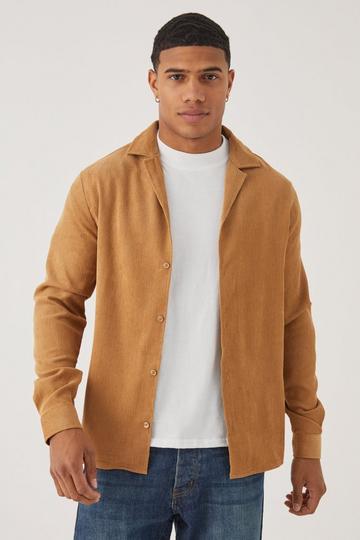 Longsleeve Textured Rib Revere Shirt beige