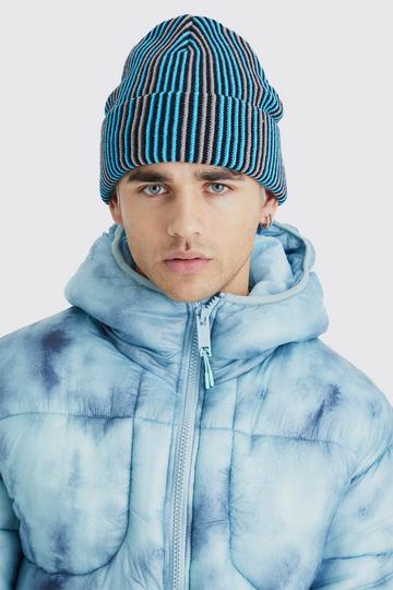 Stripe Knit Beanie blue