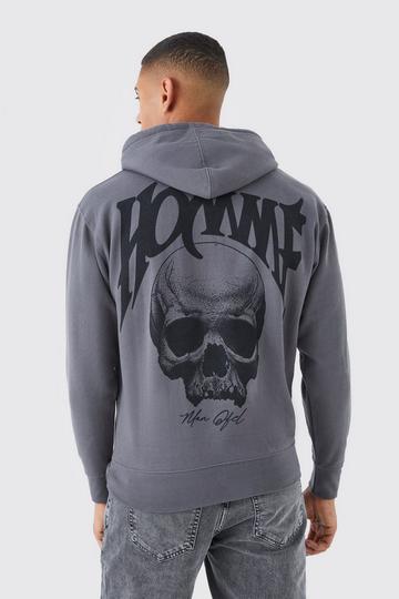 Oversized Homme Skull Graphic Hoodie charcoal