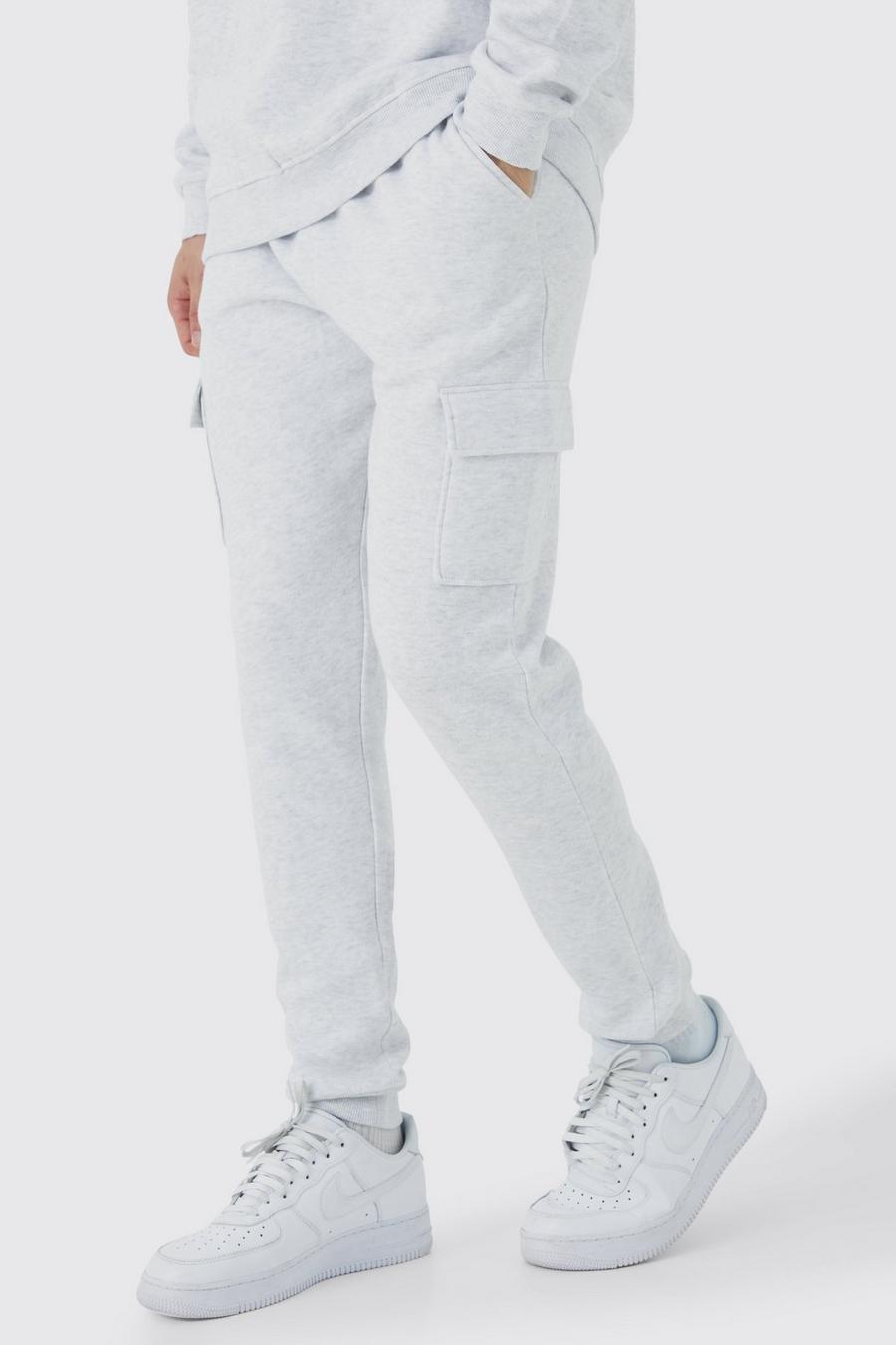 Grey marl Tall Skinny Fit Cargo Sweatpant image number 1