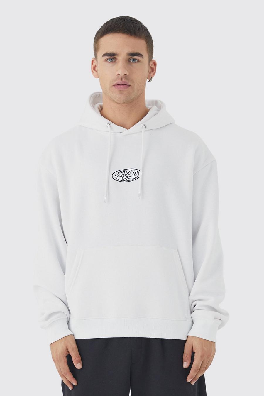 White MAN Oversize hoodie i boxig modell image number 1