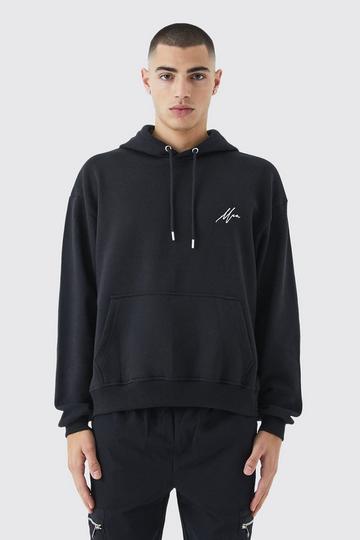 Black Oversized Boxy Man Basic Hoodie