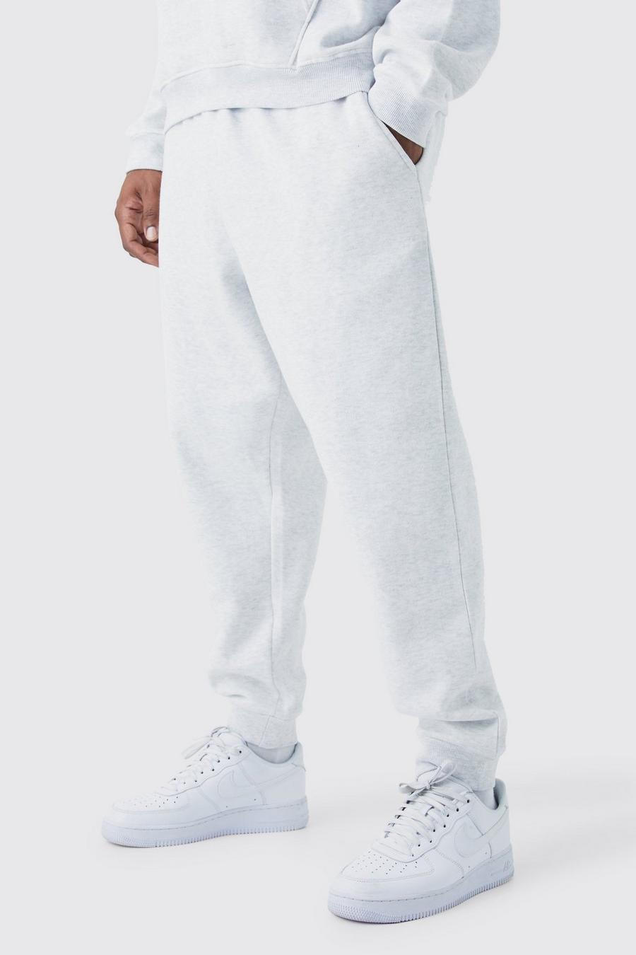 Pantaloni tuta Plus Size Basic Slim Fit, Grey marl