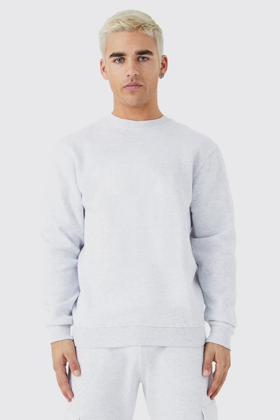 Grey marl Slim Fit Basic Sweatshirt  