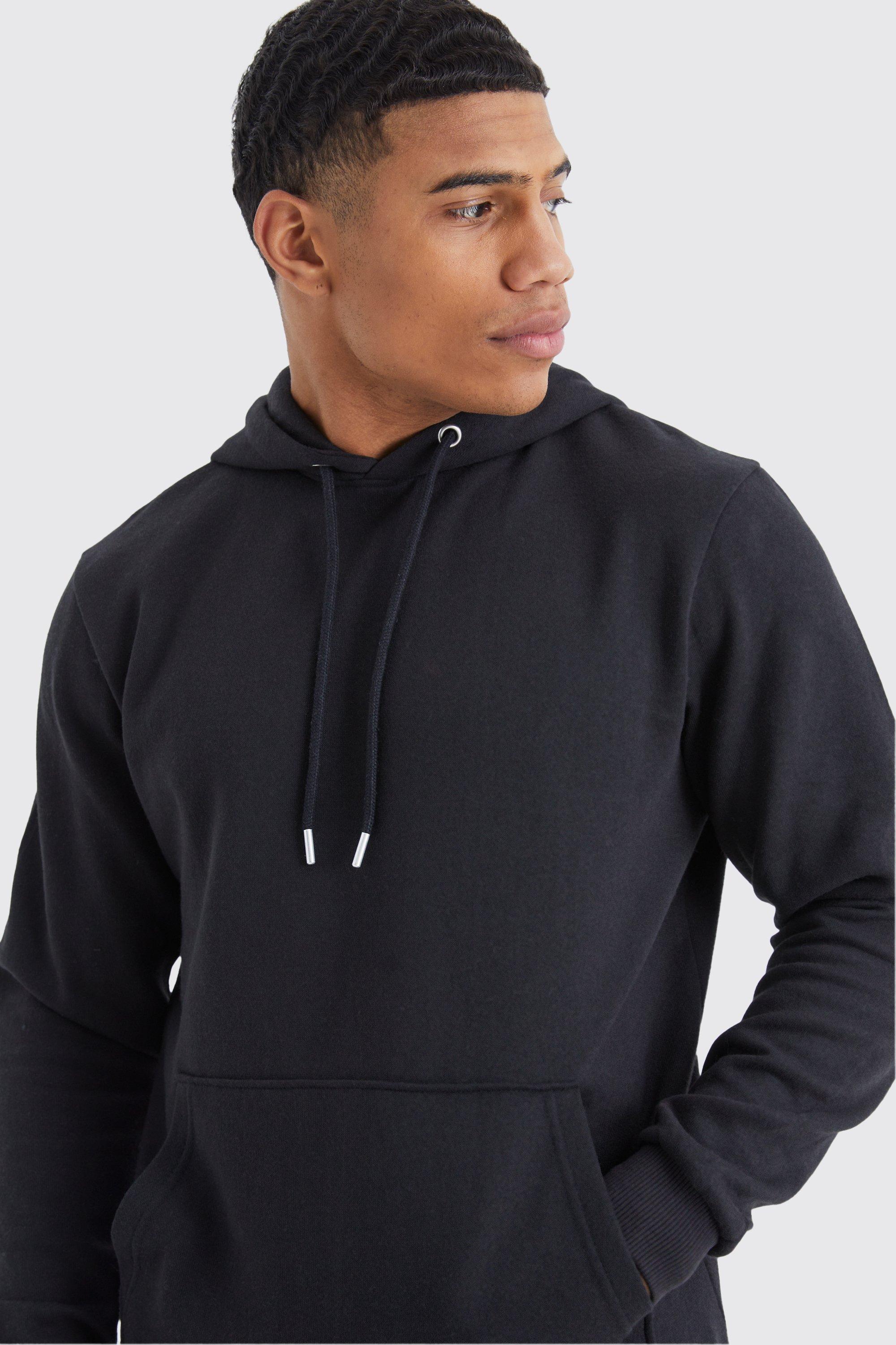 Black slim fit hoodie men's on sale