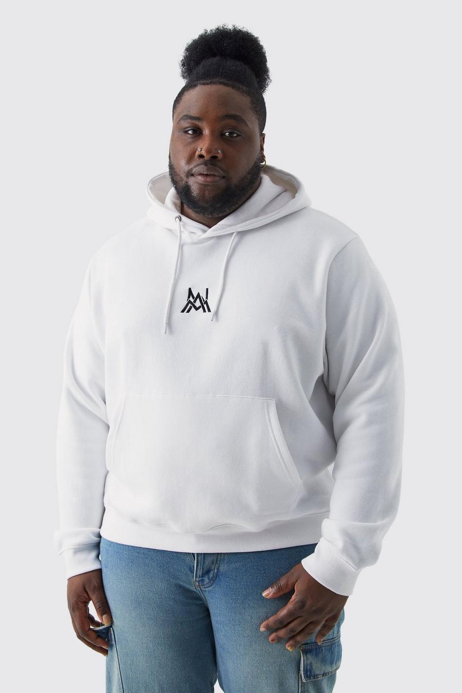 White Plus MAN Hoodie med boxig passform image number 1