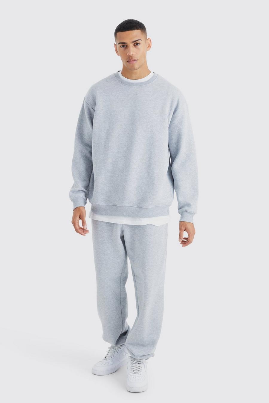 Grey marl Oversize träningsoverall med sweatshirt image number 1
