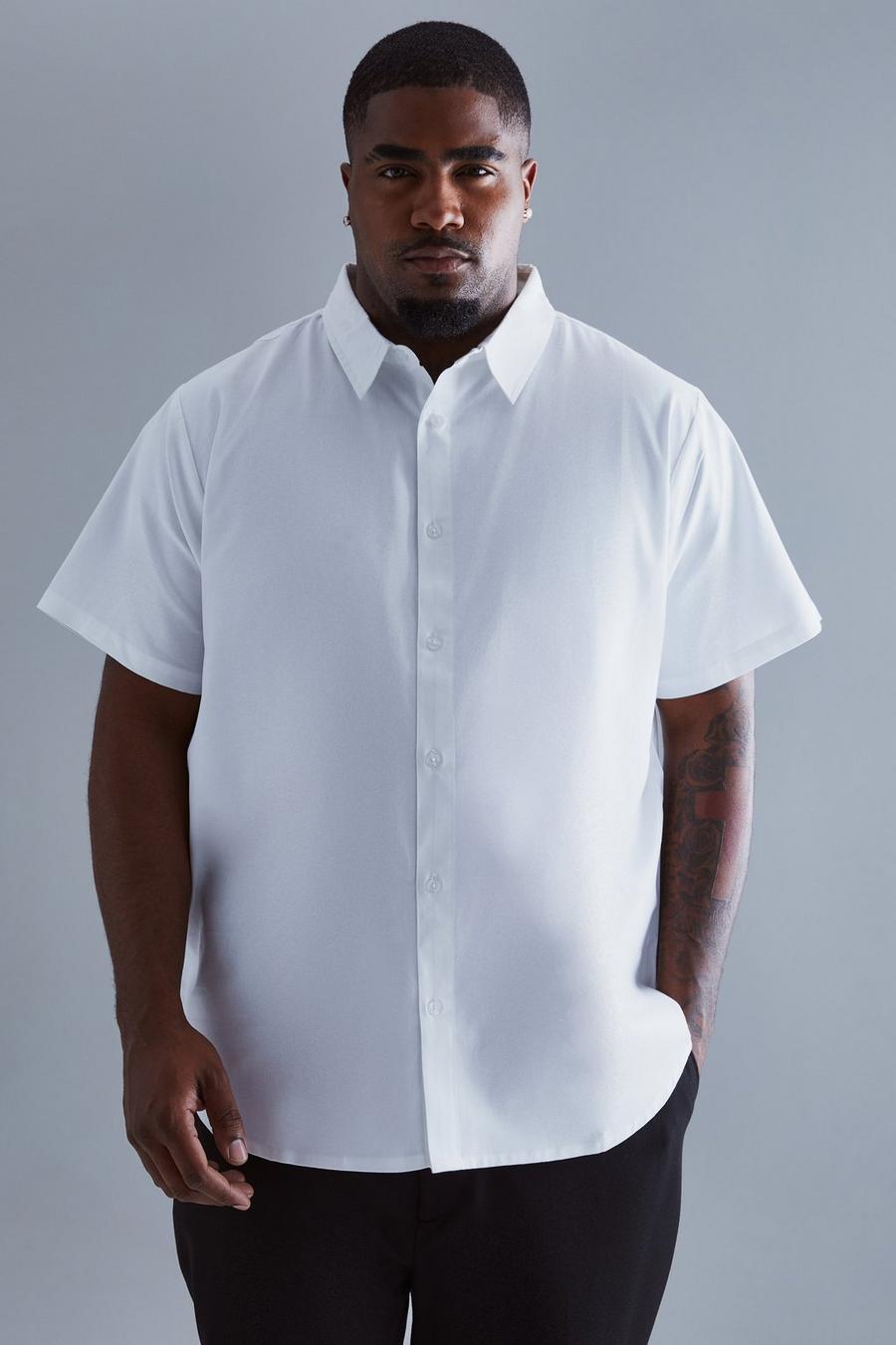 Camisa Plus ligera de manga corta, White blanco