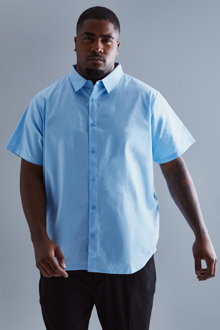 Pale blue azul Plus Lightweight Short Sleeve Shirt 