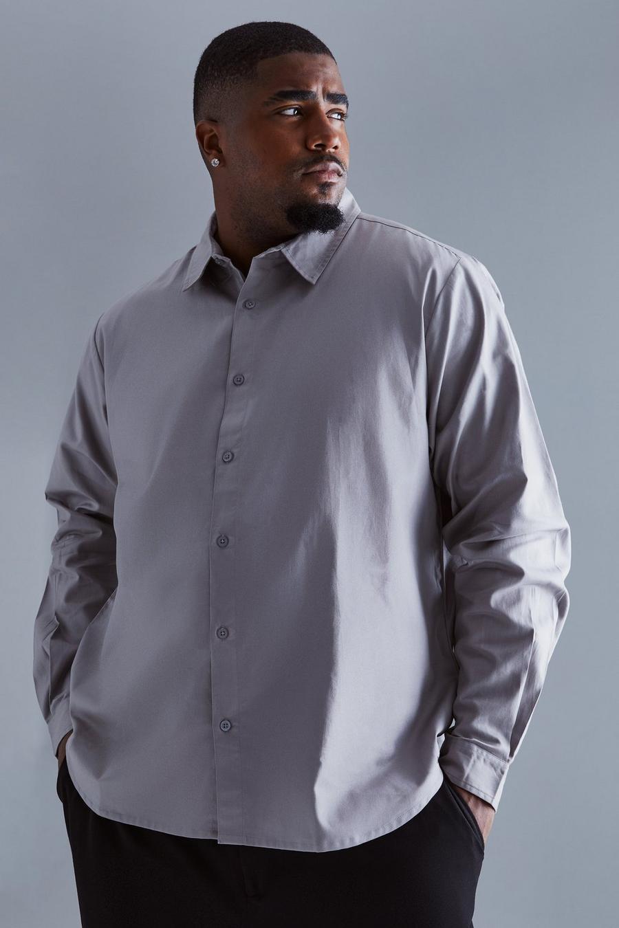 Grey Plus Lightweight Long Sleeve Shirt