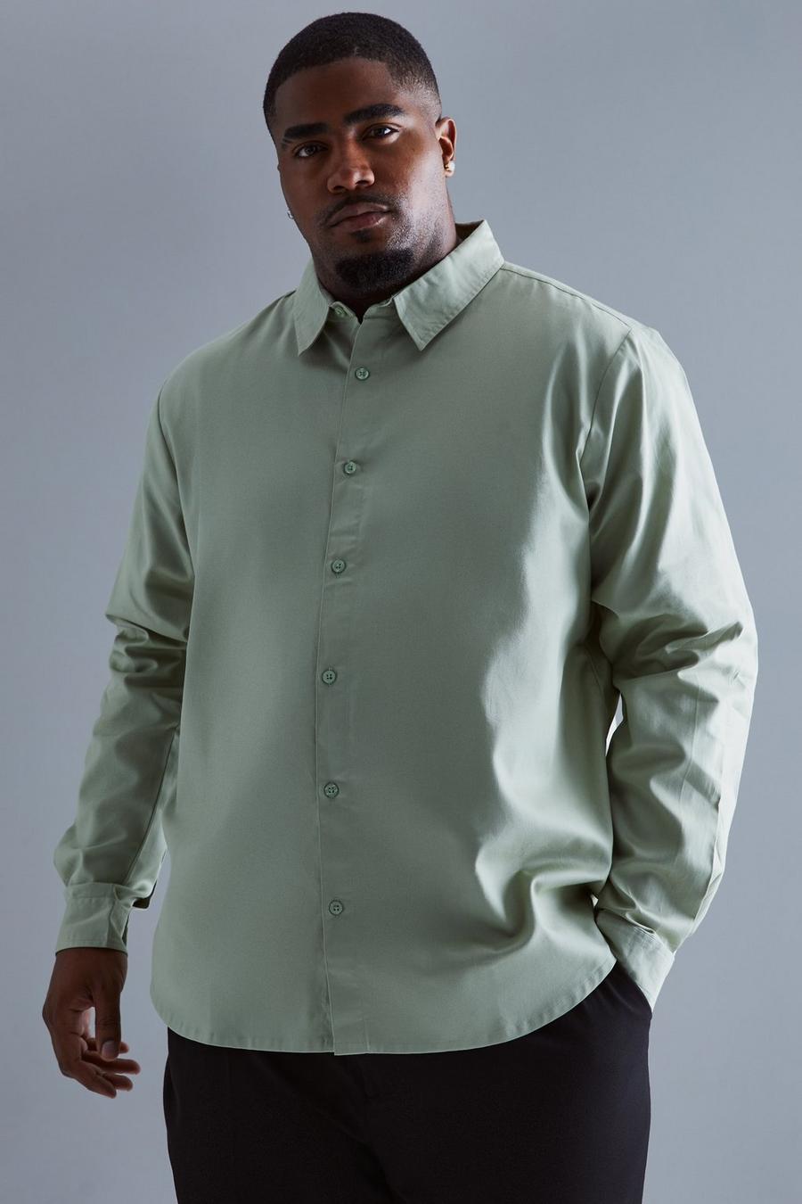 Sage green Plus Lightweight Long Sleeve Shirt 