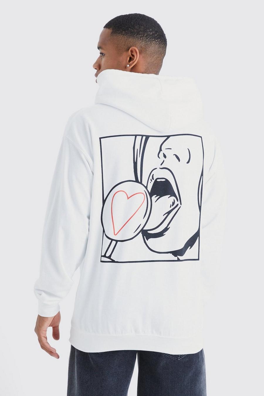 White Oversized Lollipop Graphic Hoodie image number 1