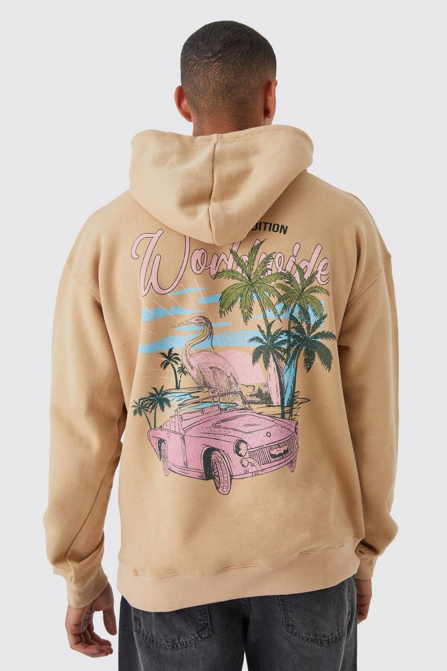 Sand Oversized Heavyweight Scenic Palm Hoodie image number 1