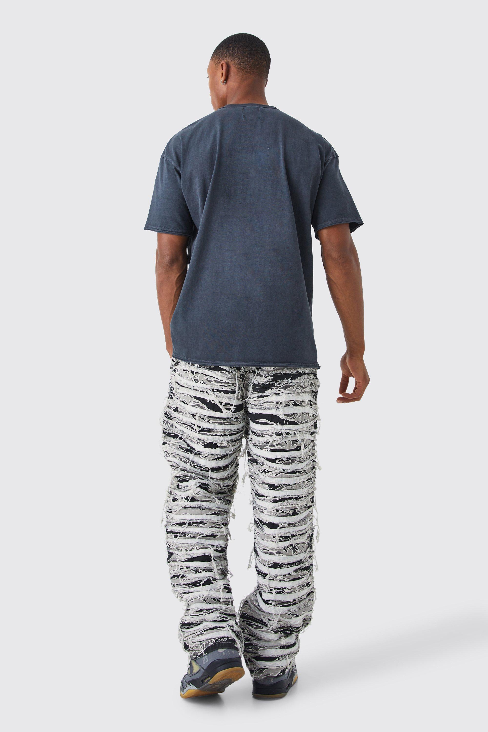 Relaxed Heavily Distressed Camo Trouser