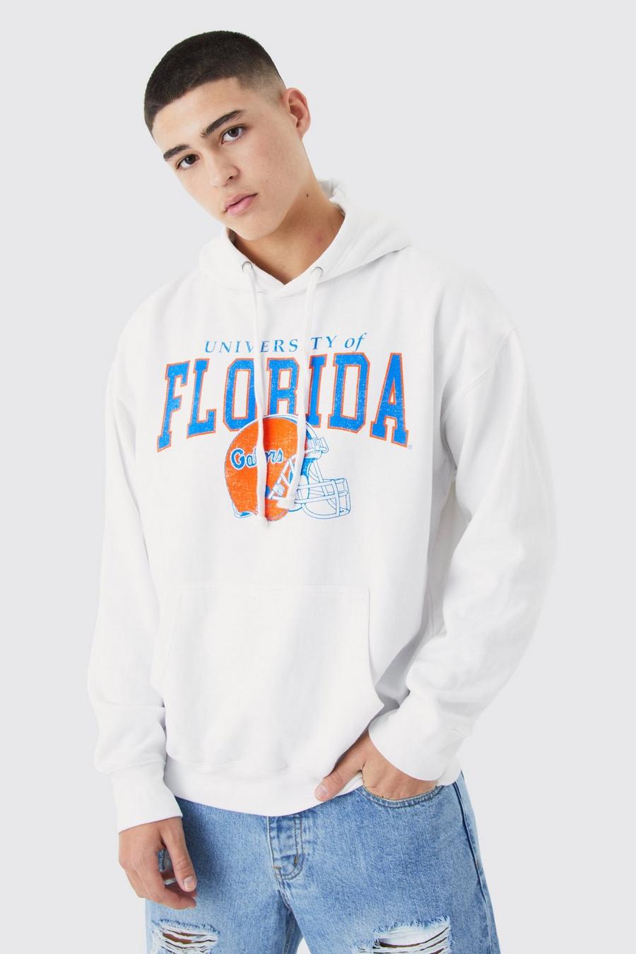 White Oversized Florida License Hoodie