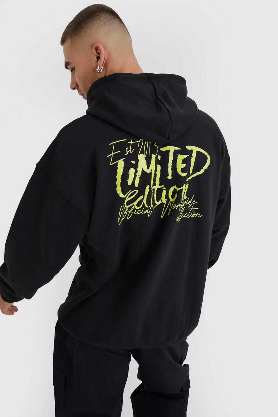 Black Oversized Limited Edition Back Print Hoodie
