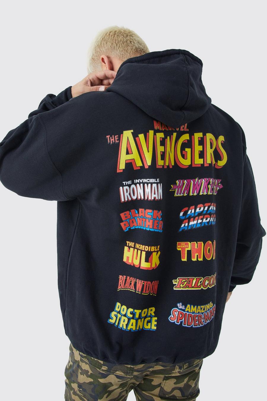 Black Marvel Avengers Oversize hoodie med tryck image number 1