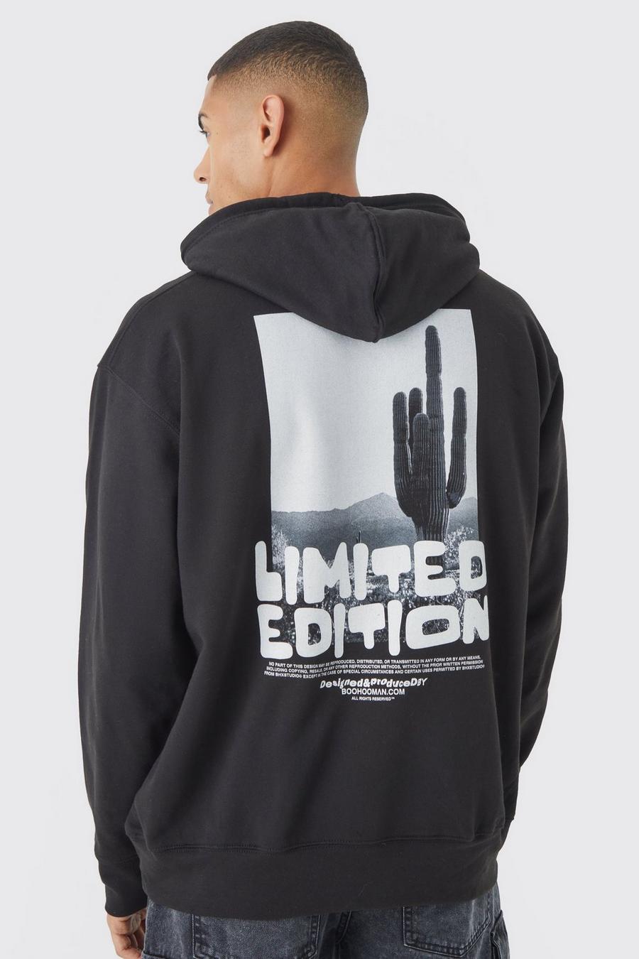 Black Oversized Graphic Hoodie image number 1