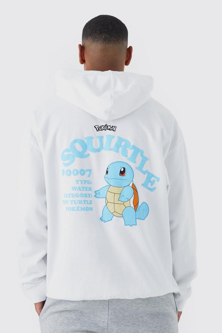 White Oversized Pokemon Squirtle License Hoodie