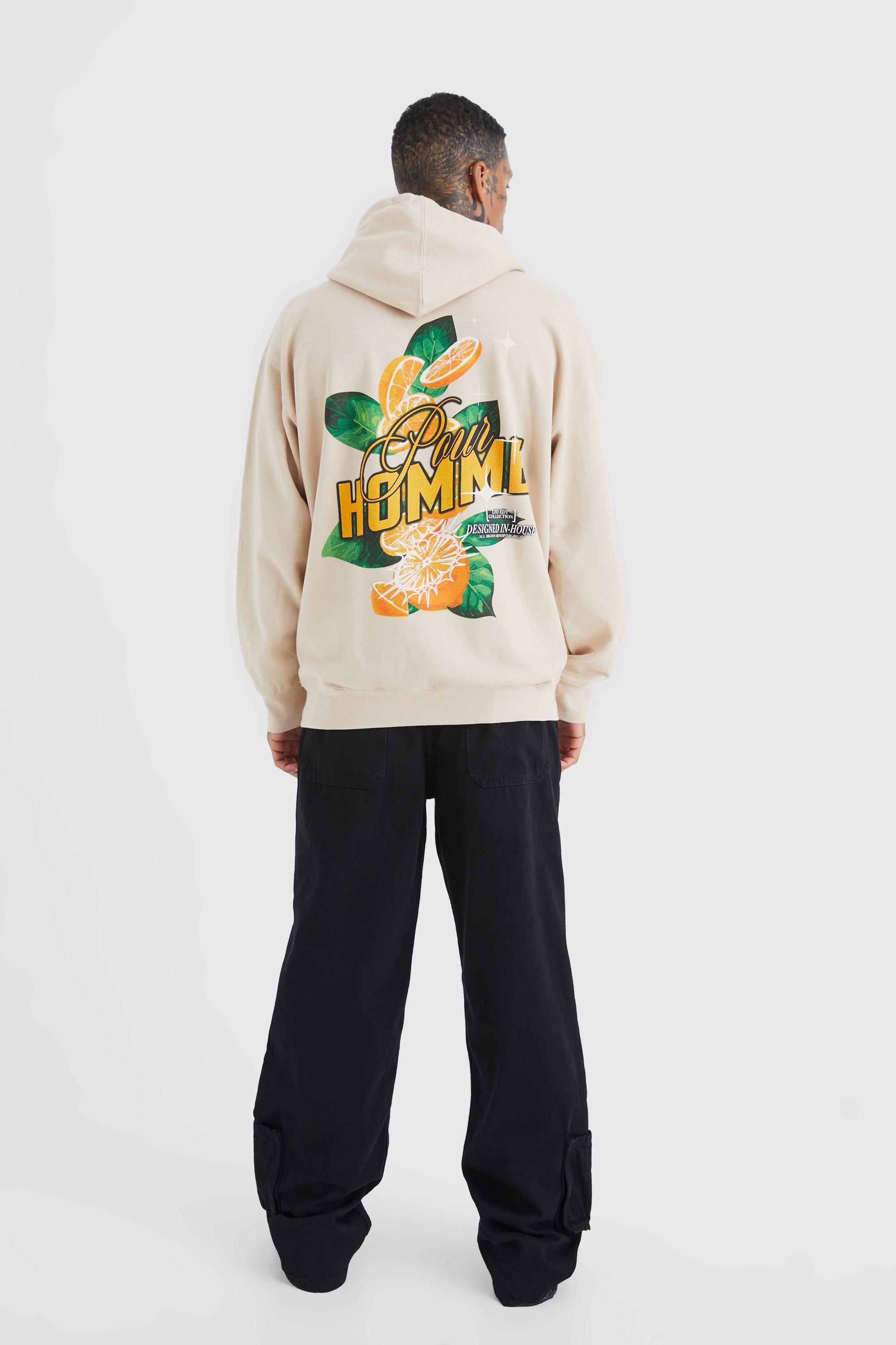 Oversized Lemon Slice Graphic Hoodie