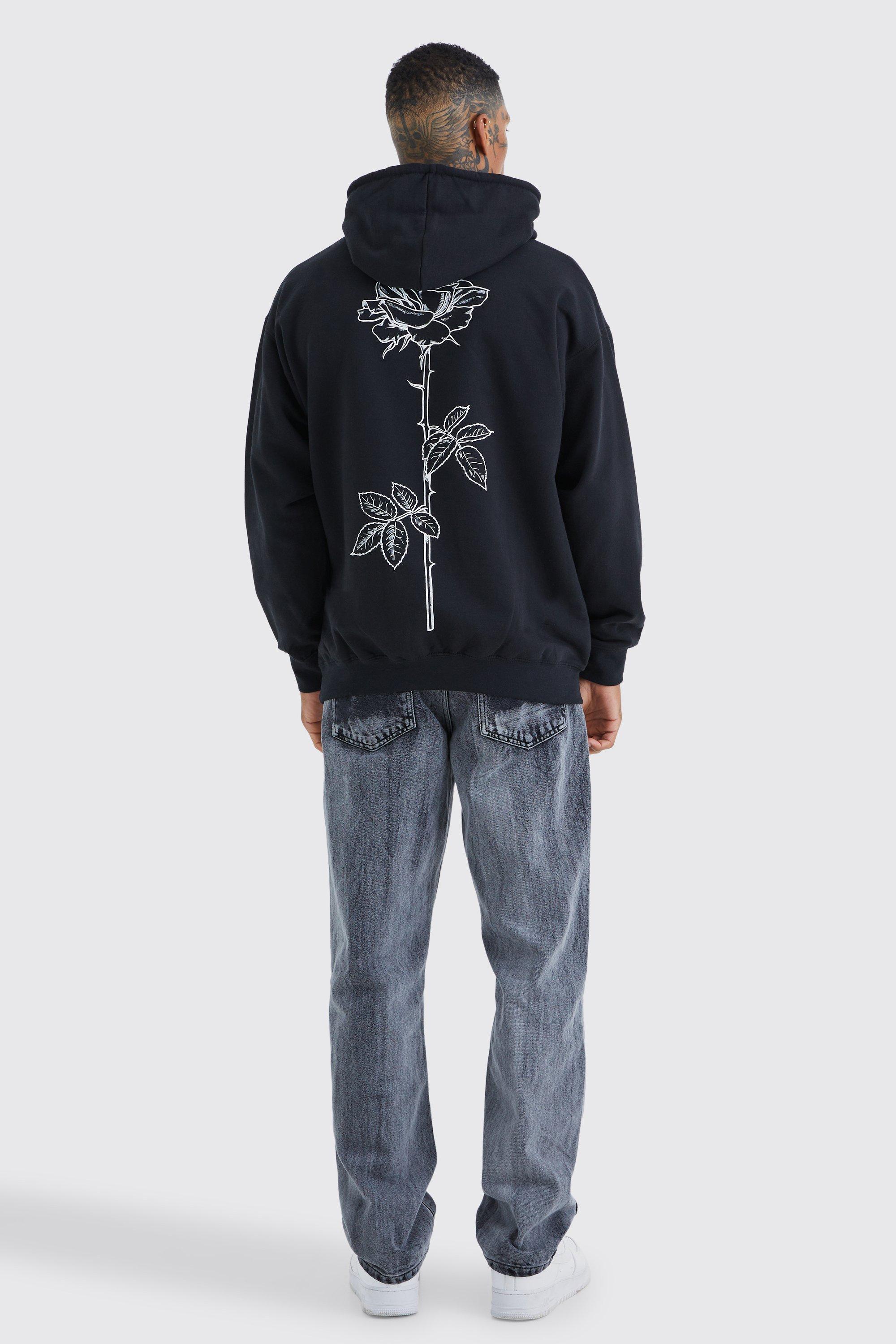 Rose print hoodie mens hotsell
