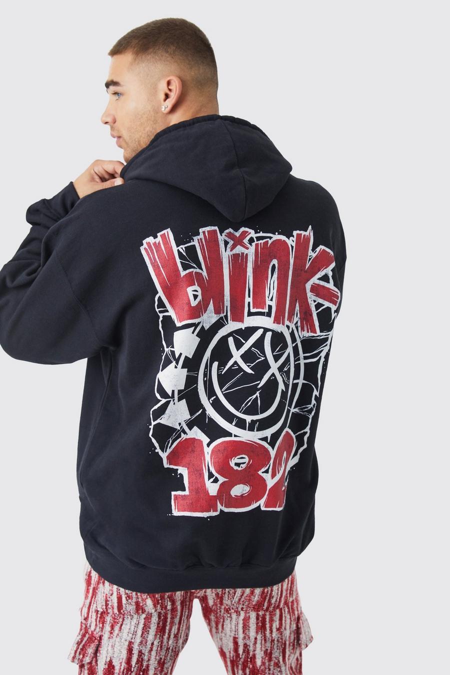 Black Oversized Blink 182 License Hoodie image number 1