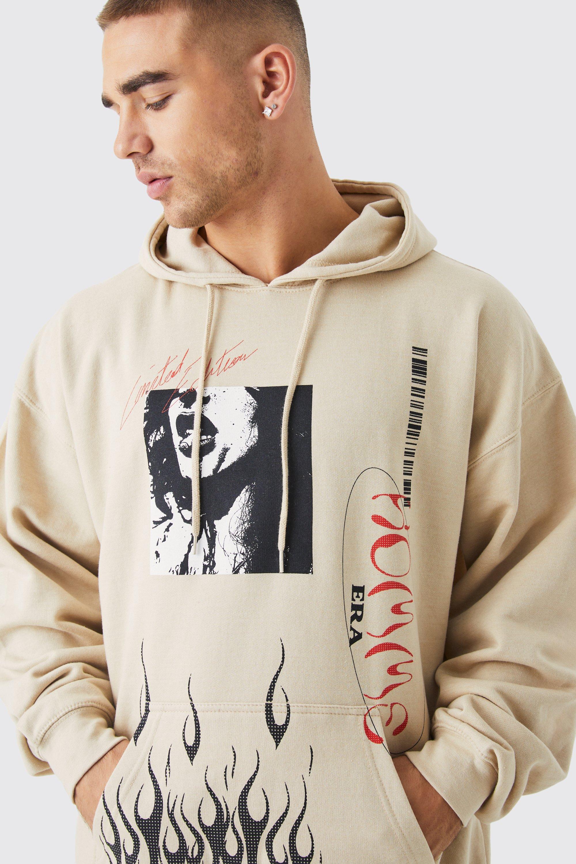 Oversized Flame Multi Placement Hoodie