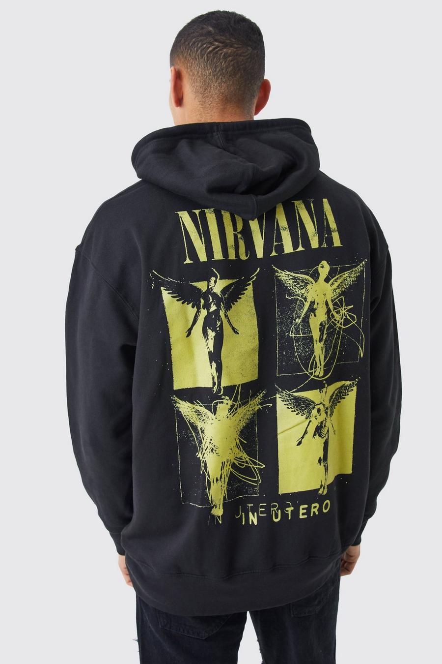 Felpa oversize ufficiale Nirvana con cappuccio, Black