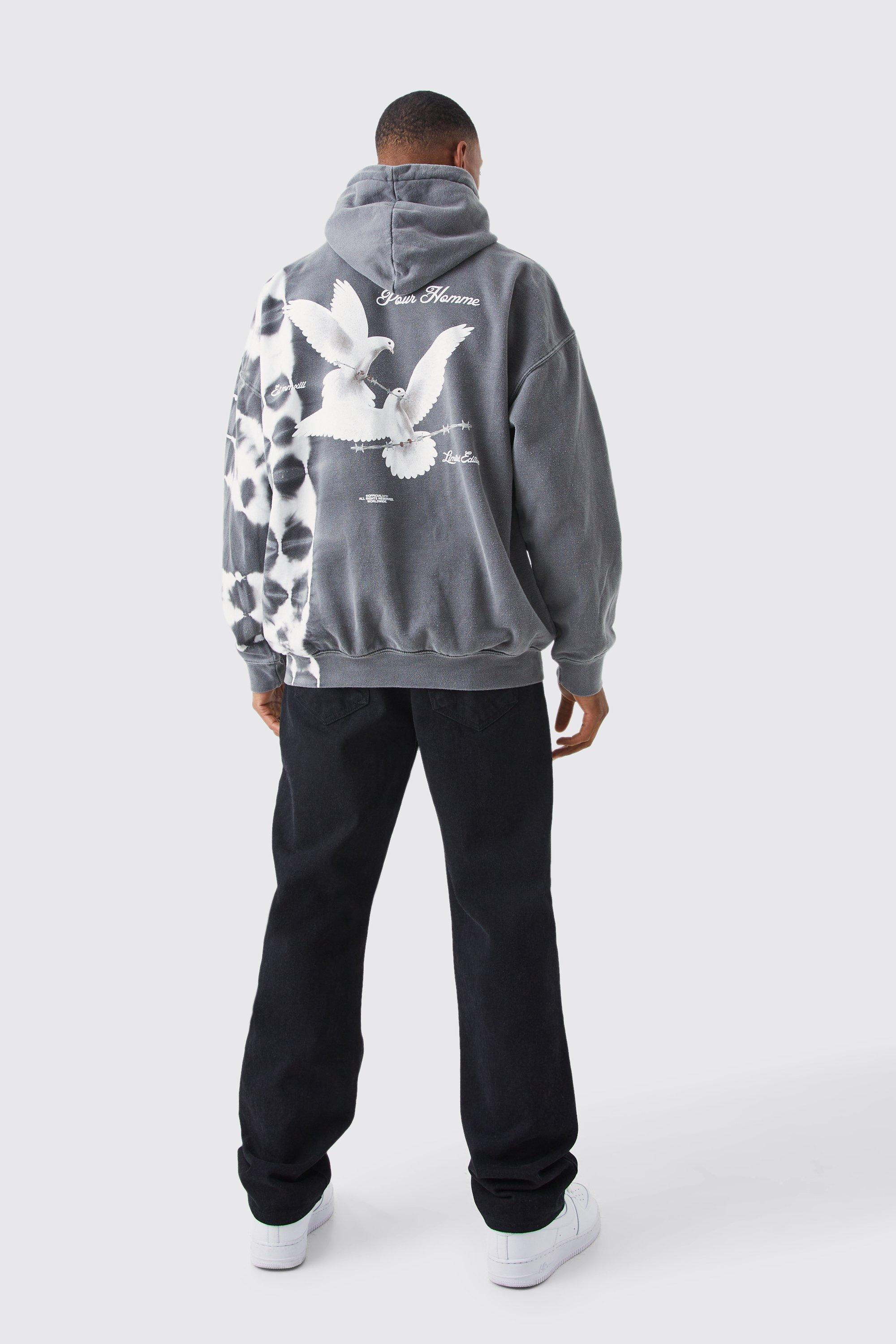 Oversized Bleach Tie Dye Graphic Hoodie