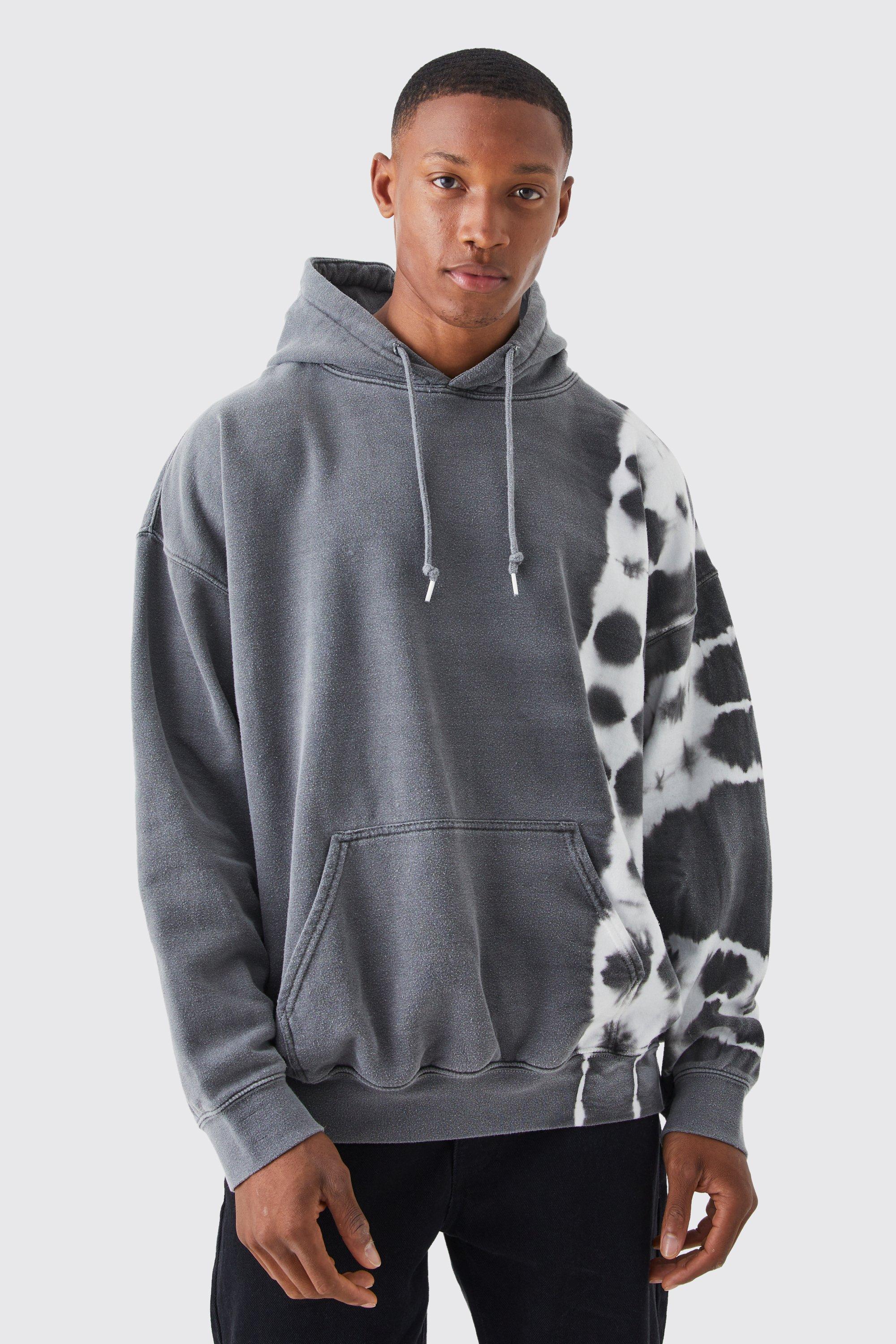 Oversize Hoodie mit gebleichtem Batik Print