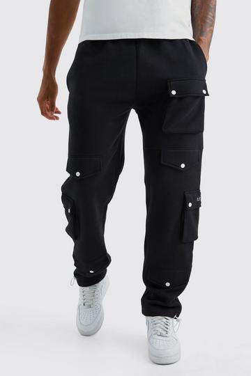 Black Tall Multi Pocket Cargo Sweatpant With Cuff