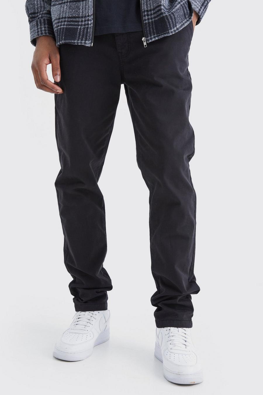 Black Tall Slim Chino Trouser With Woven Tab