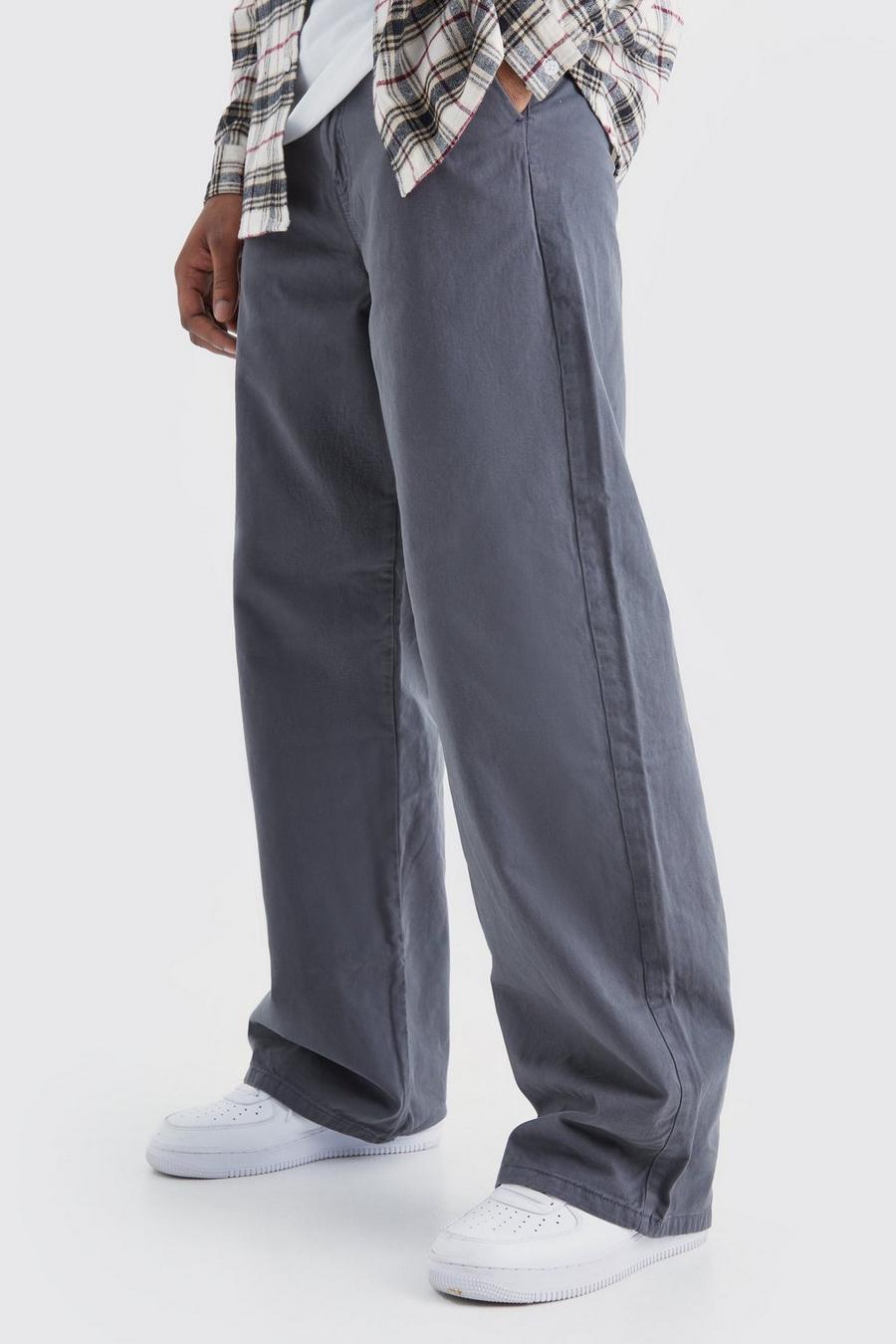 Tall Chino-Hose mit weitem Bein, Charcoal