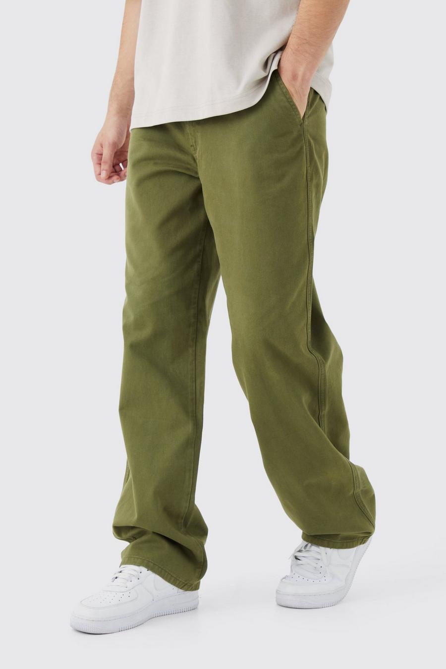 Khaki Tall Relaxed Chino Trouser image number 1