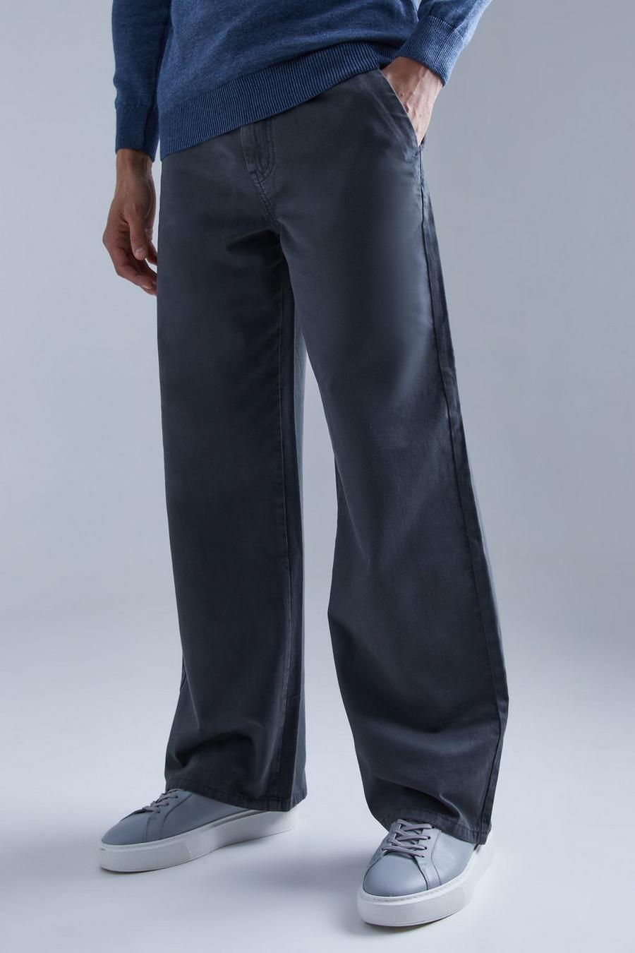 Charcoal Wide Fit Chino Trouser image number 1