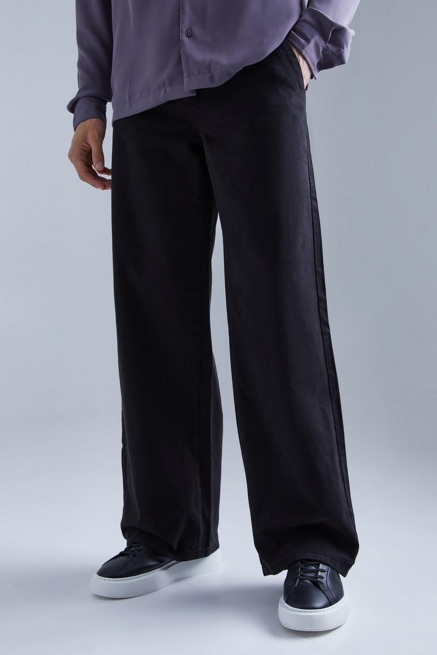 Black Wide Fit Chino Trouser image number 1